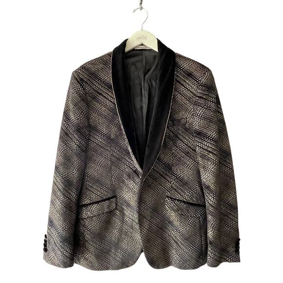 Giovanni Testi Metallic Velvet Shawl Collar Slim Fit Tuxedo Jacket SIze 44R - Picture 1 of 7